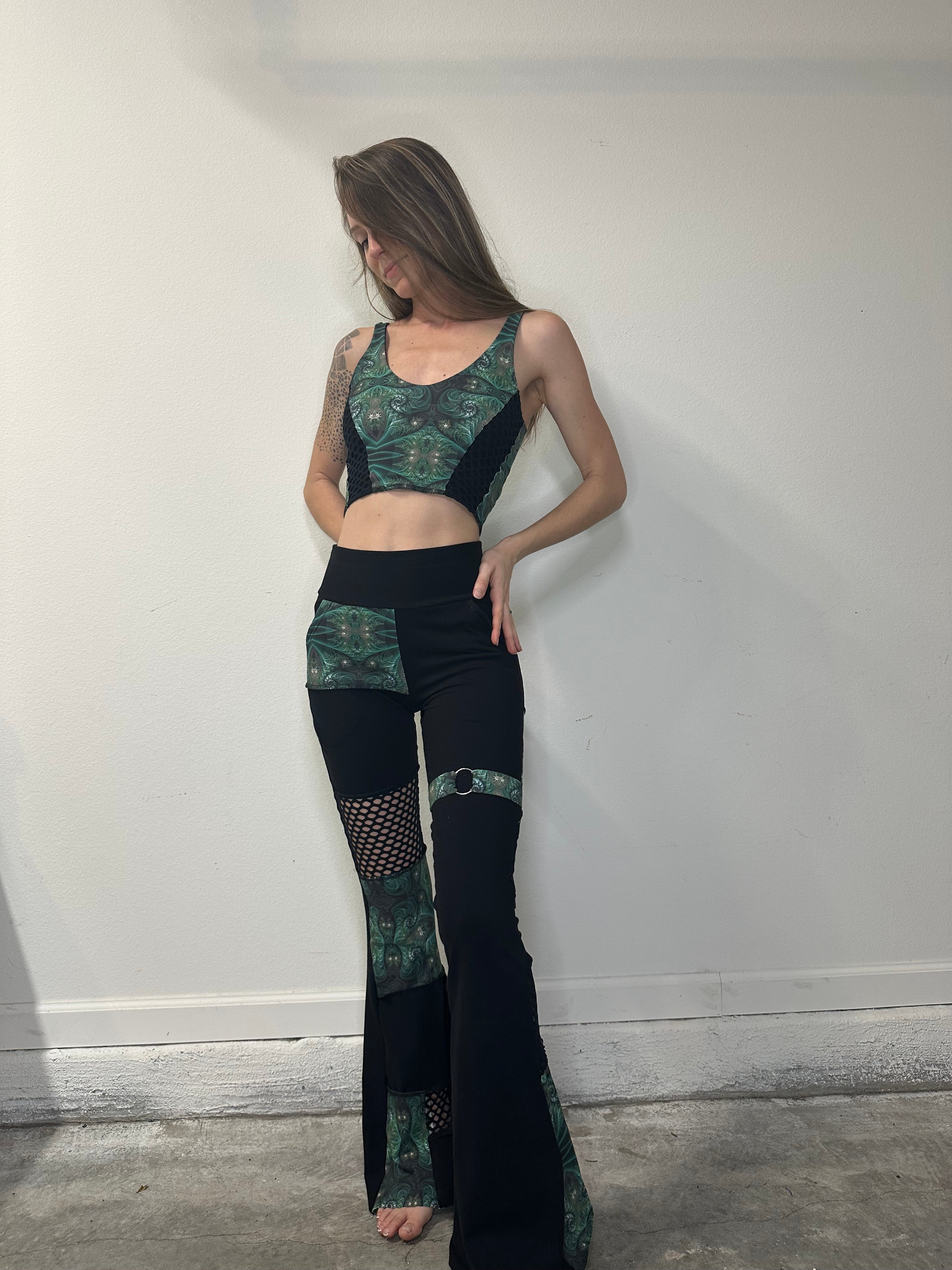 MTO Mesh Patchwork Flare Pants