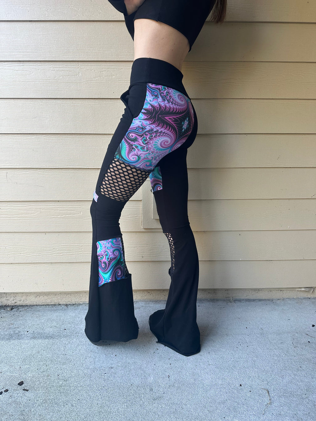 MTO Mesh Patchwork Flare Pants