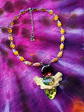 Cosmos Eater - Glass Crystal Choker w/ Fox Vertebrae