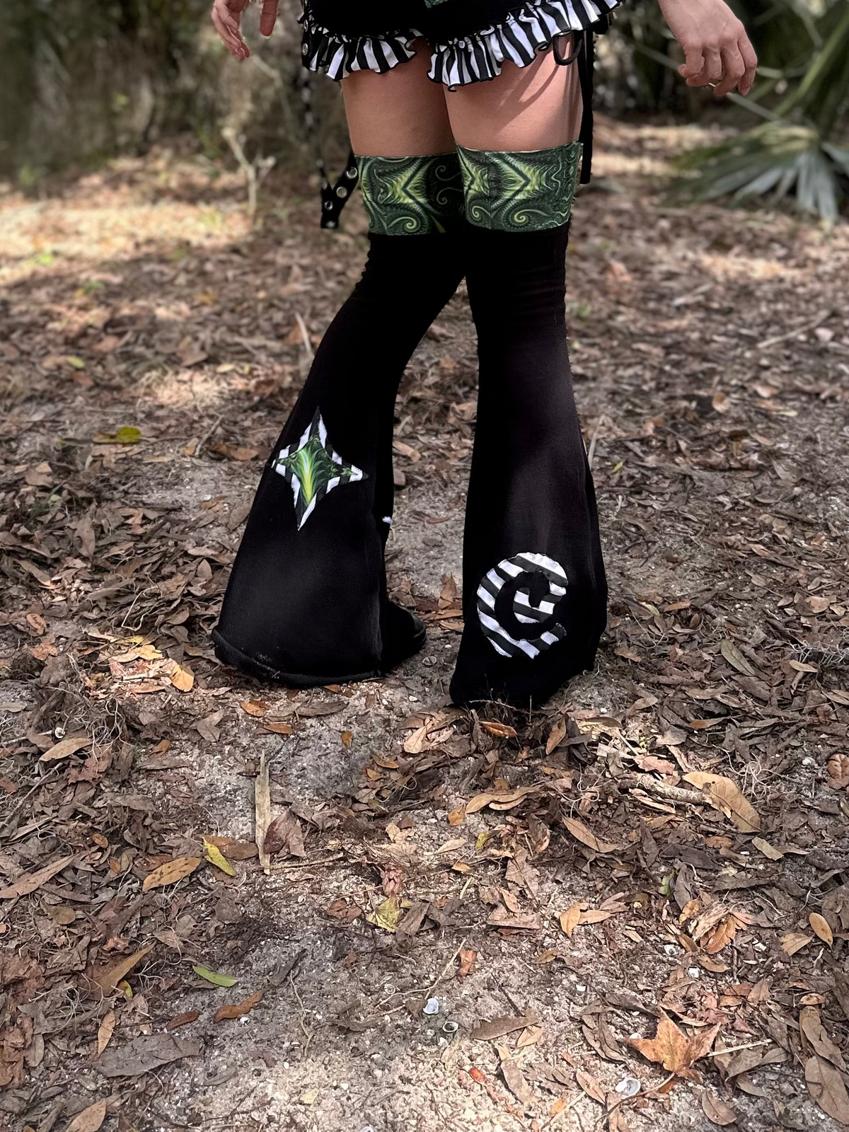 MTO Lace up Flare Leg Warmers ( With patches )