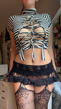 slit weave striped shirt