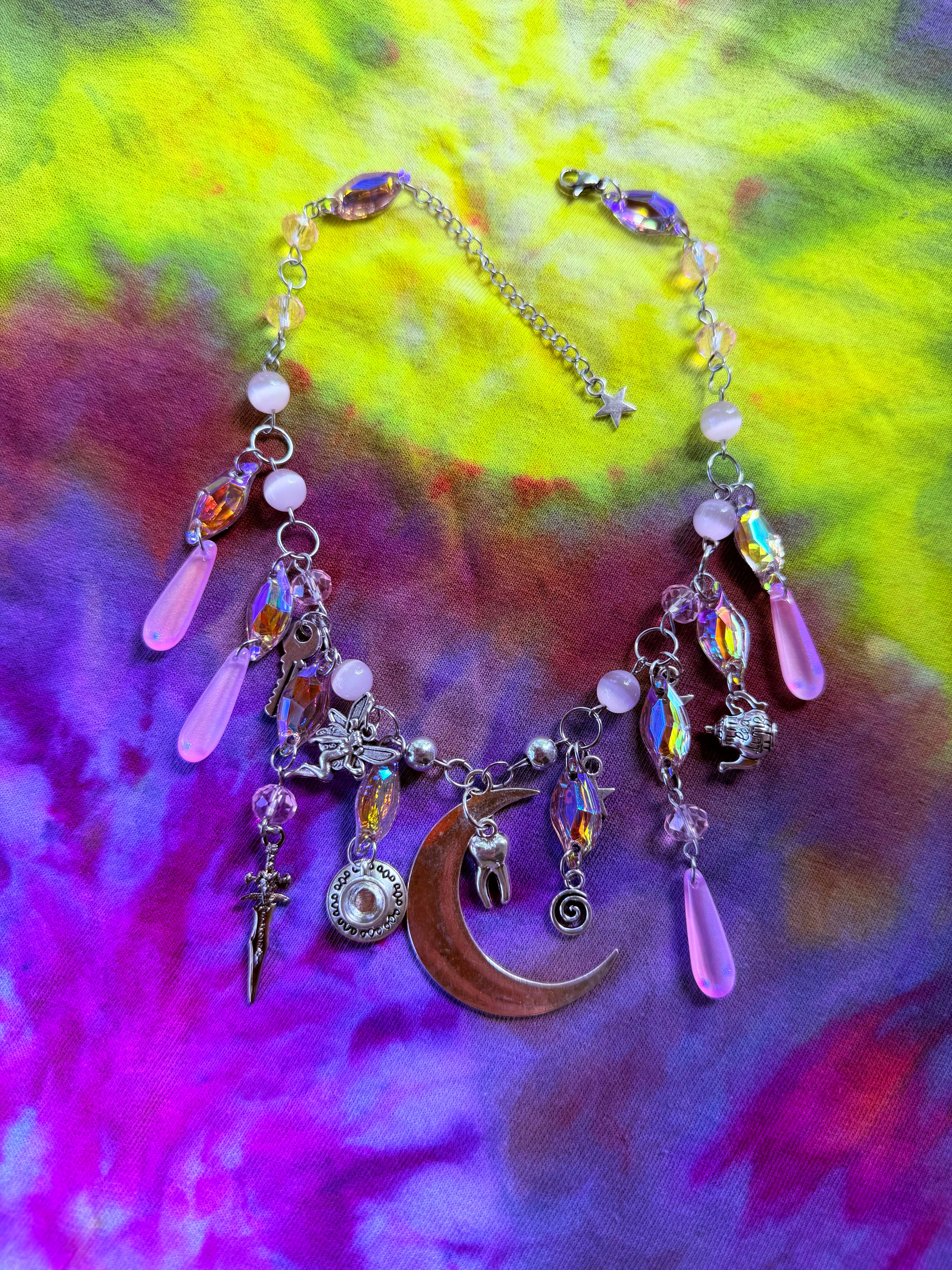 Pink Moon - Resin Crystal Charm Choker