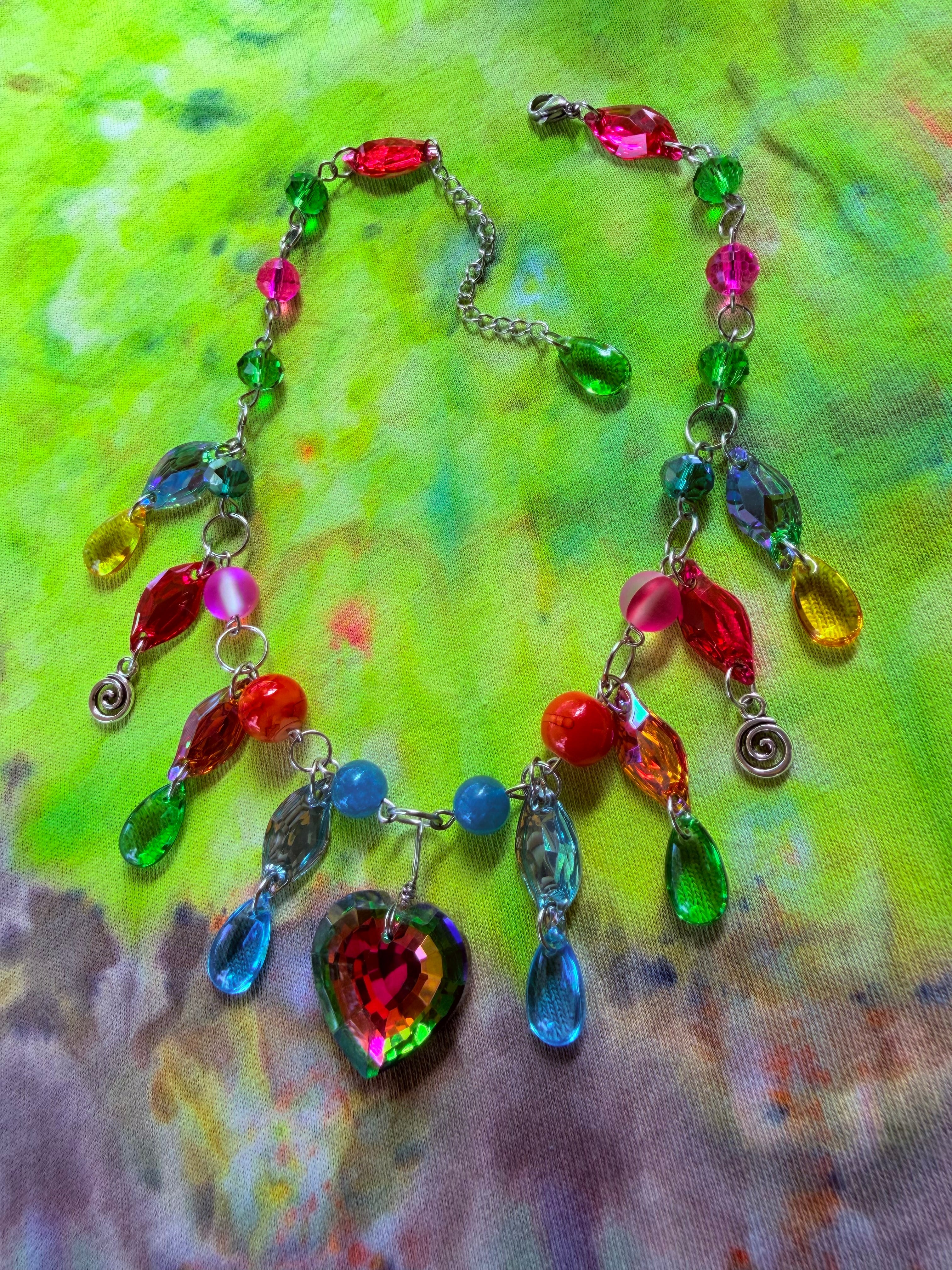 Rainbow Aura - Resin Crystal Charm Choker