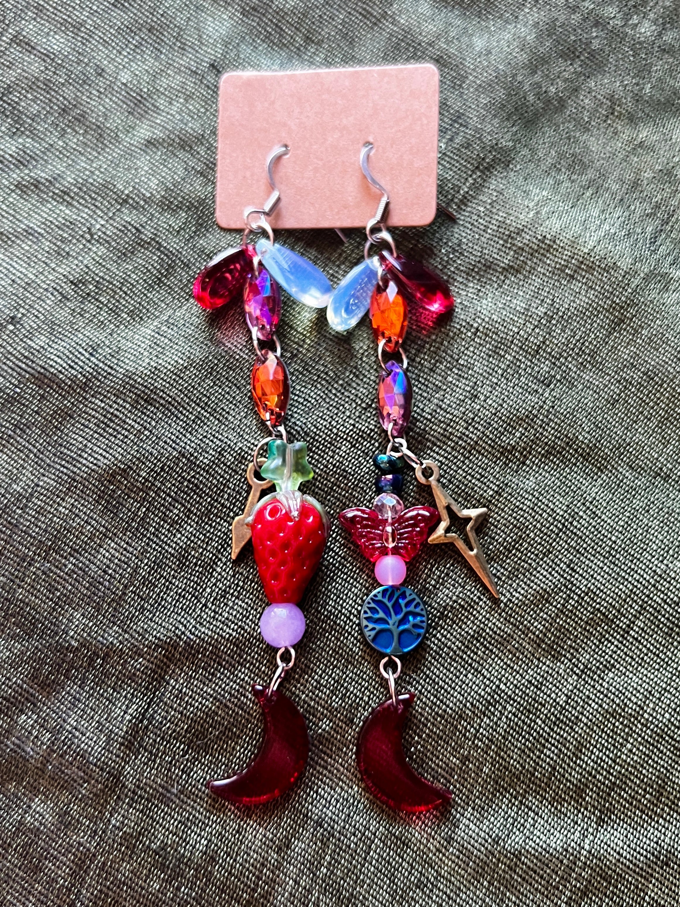 Ripe Strawberries - Crystal Drop Earrings