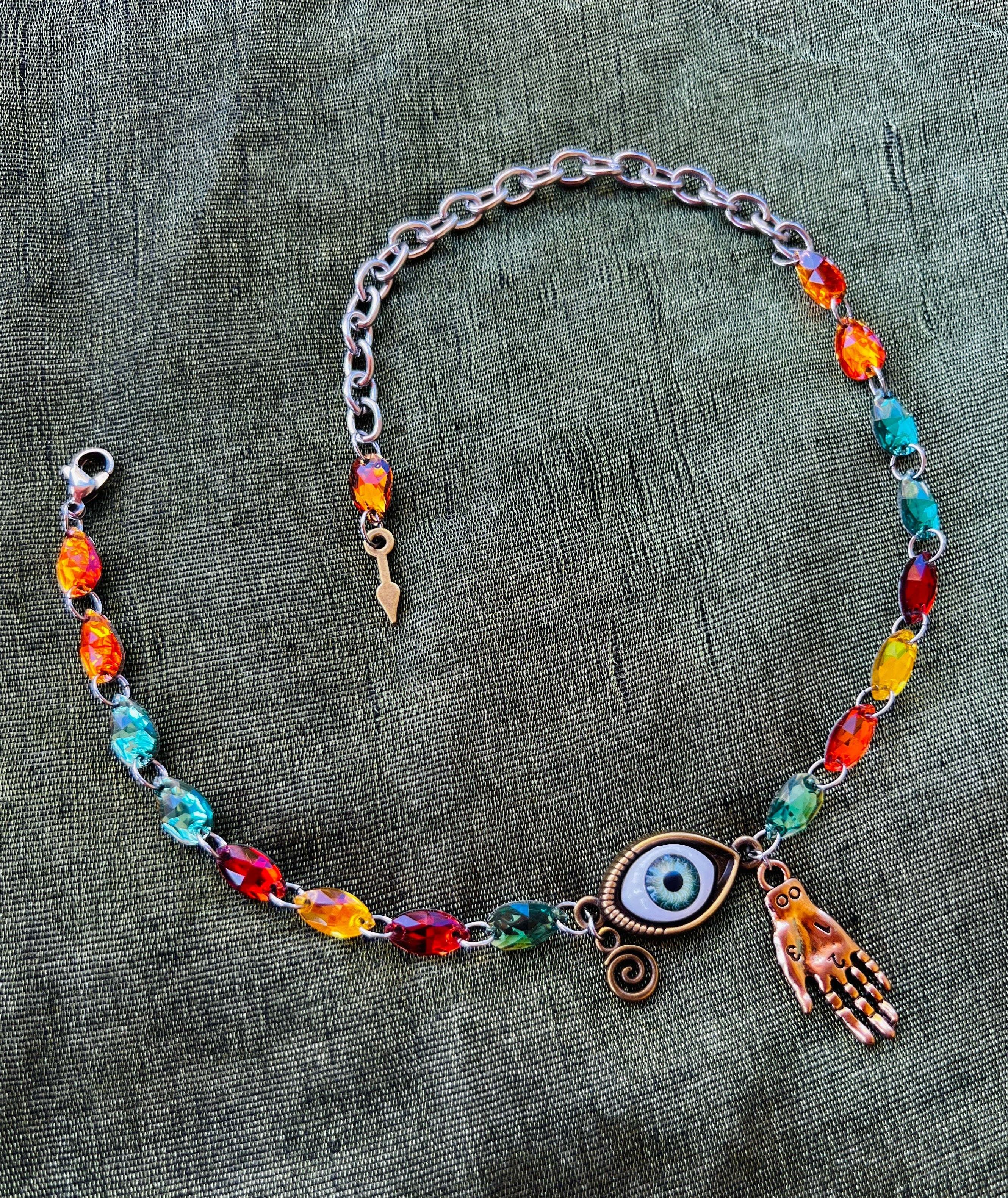 Fire Heart - Glass Crystal Third Eye Choker