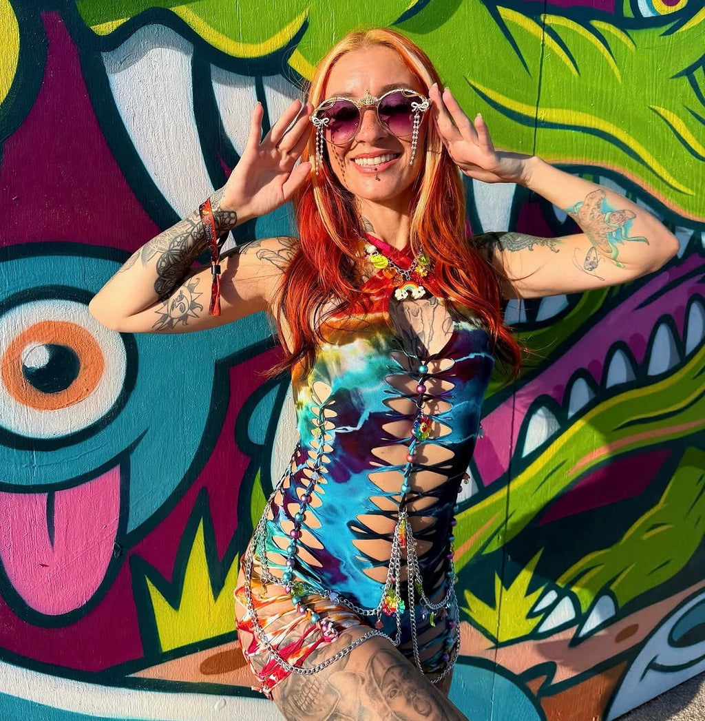 Electric Rainbow Tie Dye Romper (ᴍᴀᴅᴇ ᴛᴏ ᴏʀᴅᴇʀ)
