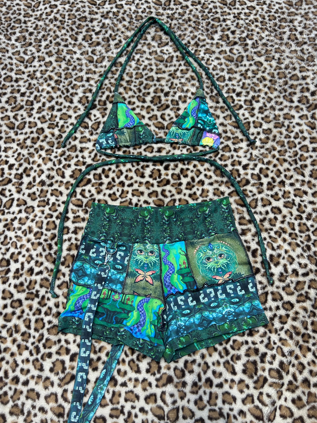 Patchwork Bikini Top (Cotton/Jersey/Spandex)