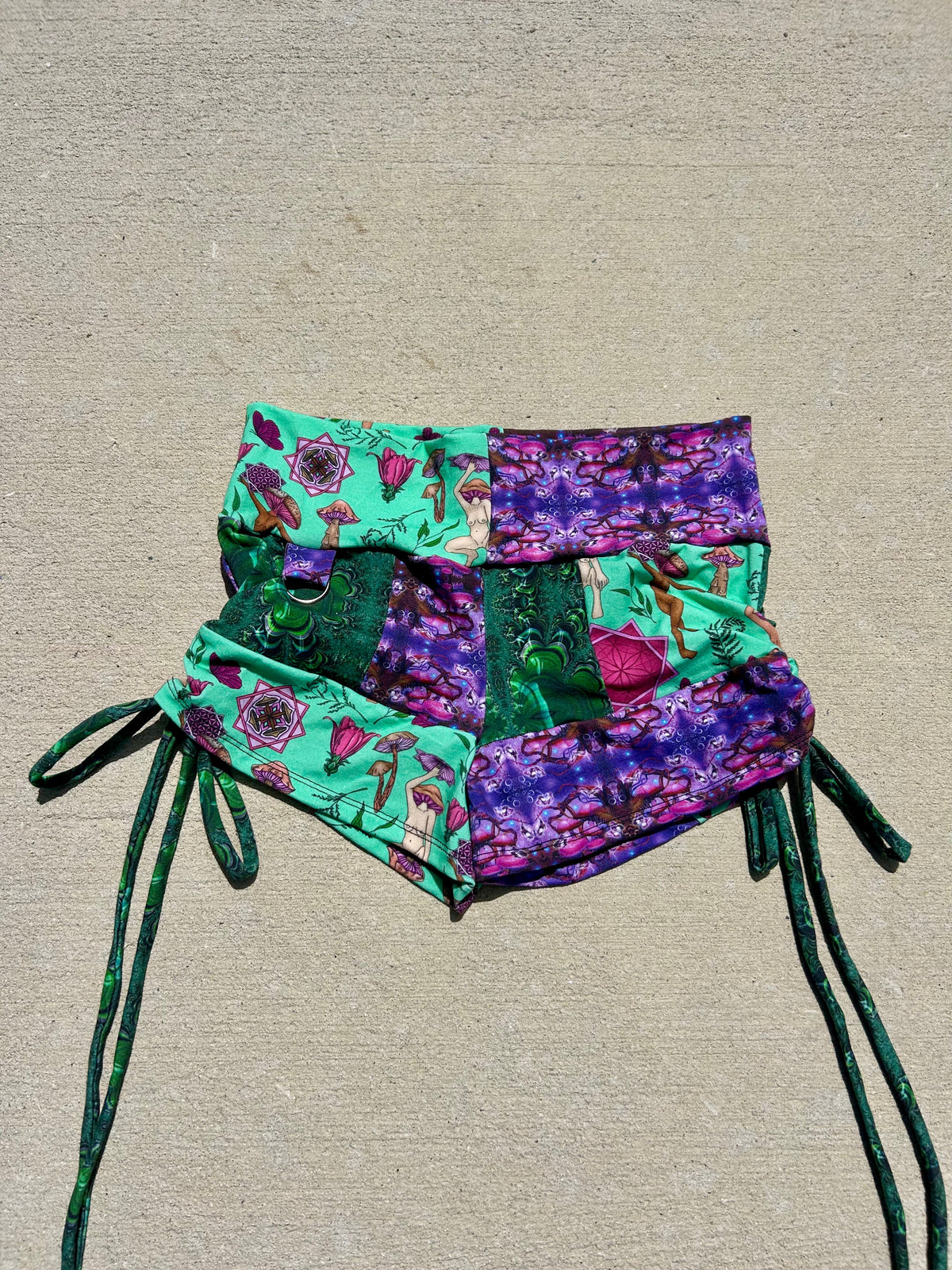 Patchwork Cinched Shorts  (M)
