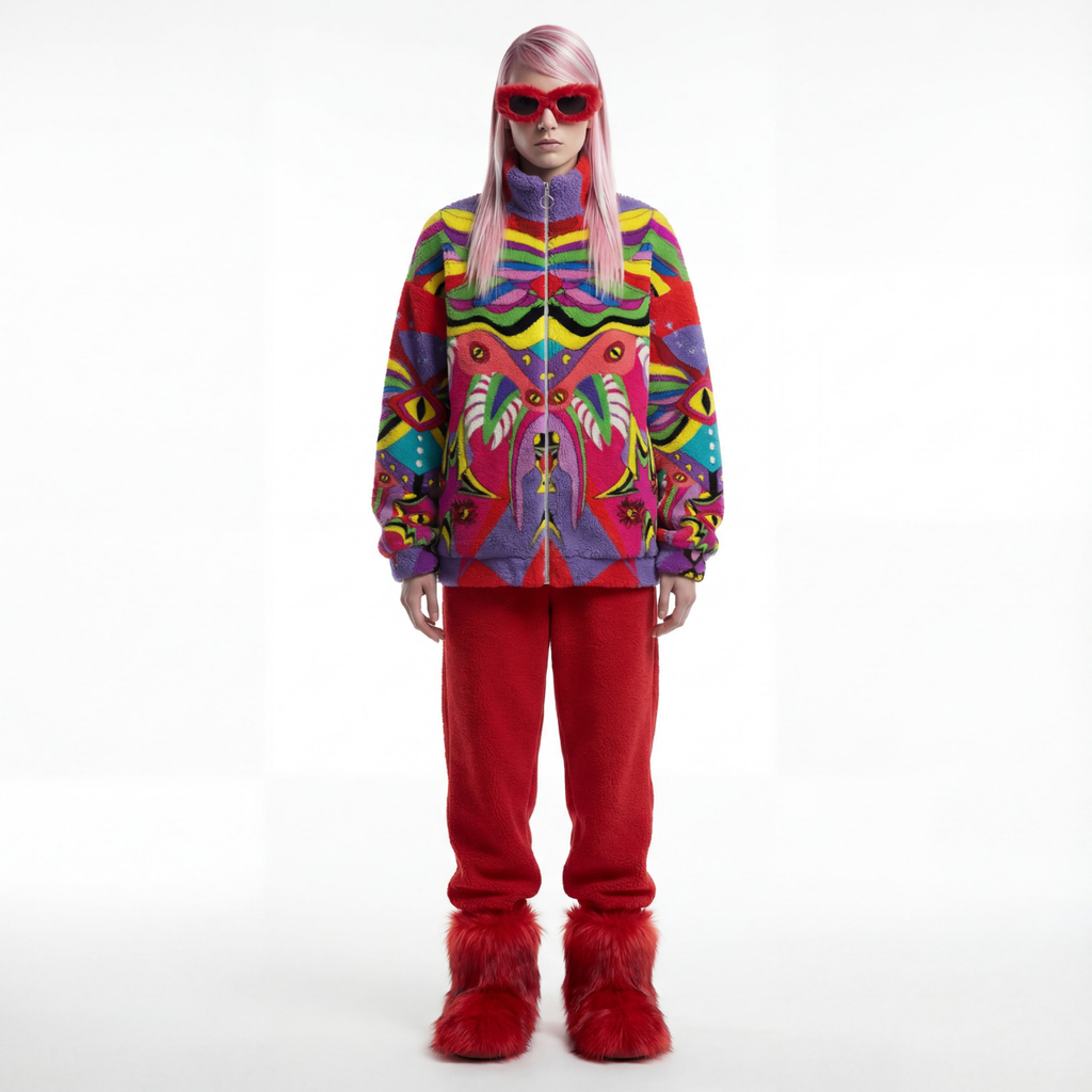 Rave Angel Unisex Borg Fleece Stand-up Collar Coat (Plus Size)