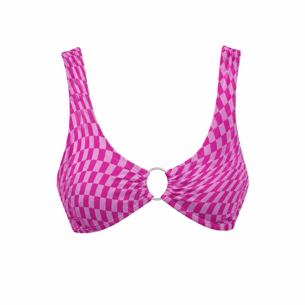 Tiger Balm Pink  Women's Ring Front Bralette Top