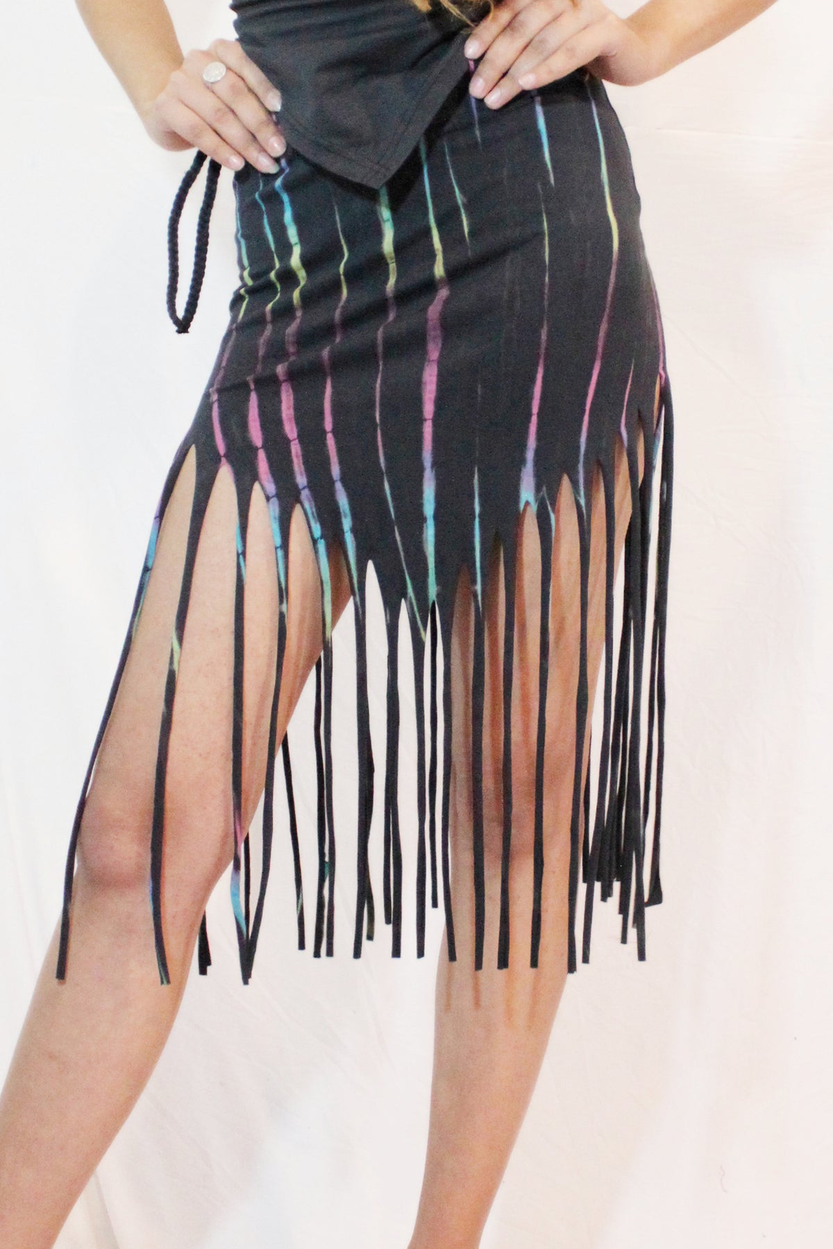 Drawstring Fringe Tie Dyed Skirt [WSO-511]