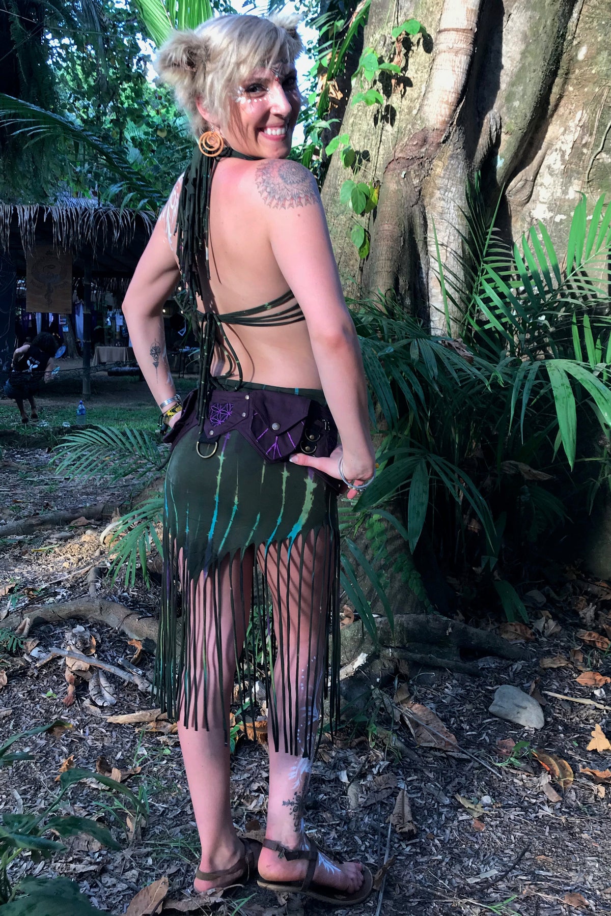 Drawstring Fringe Tie Dyed Skirt [WSO-511]
